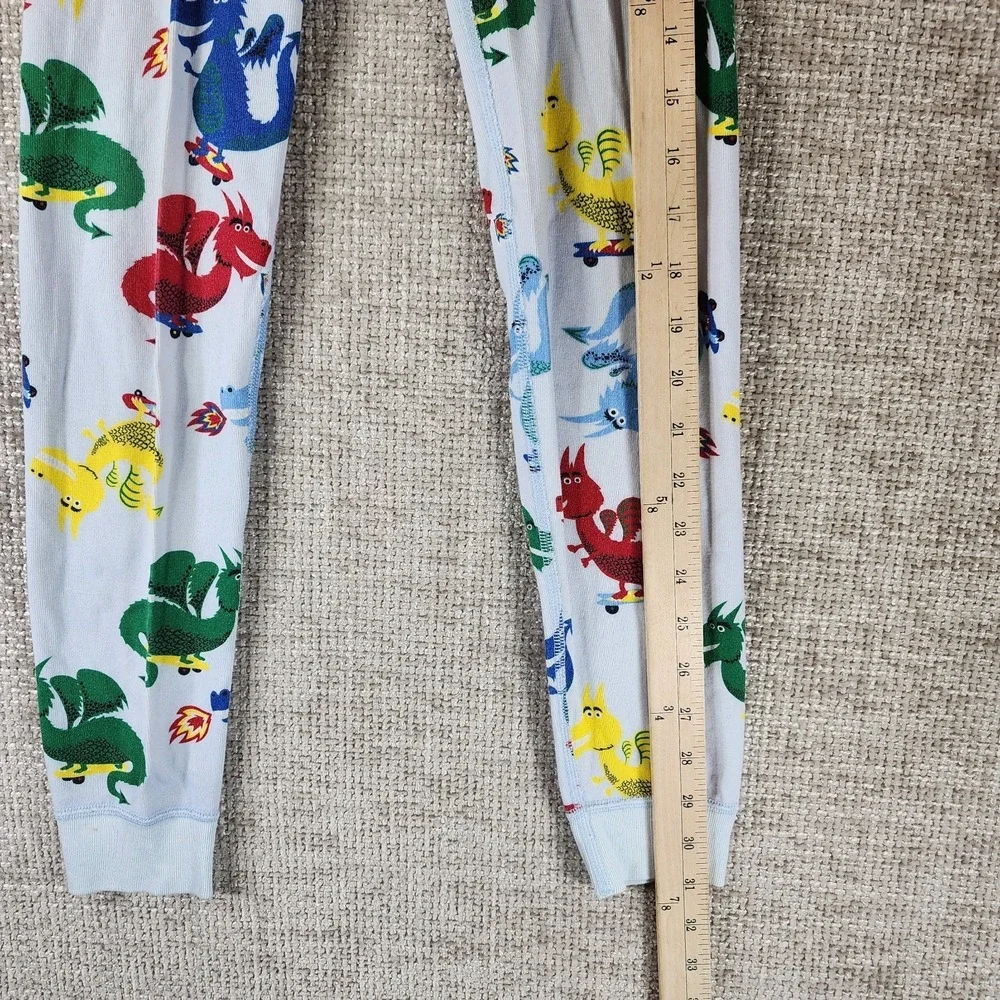 Hanna Andersson Dragons Pajama Set Kids 8 Light Blue Stretch Knit Organic Cotton